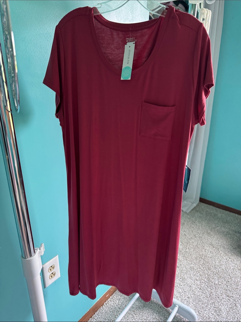 Market & Spruce Women's Pocket T-Shirt Dress - Wine